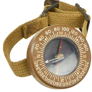 Original U.S. WWII US Army Corps of Engineers Wrist Compass by Superior Magneto Corporation with Web Wristband - Dated November 1944