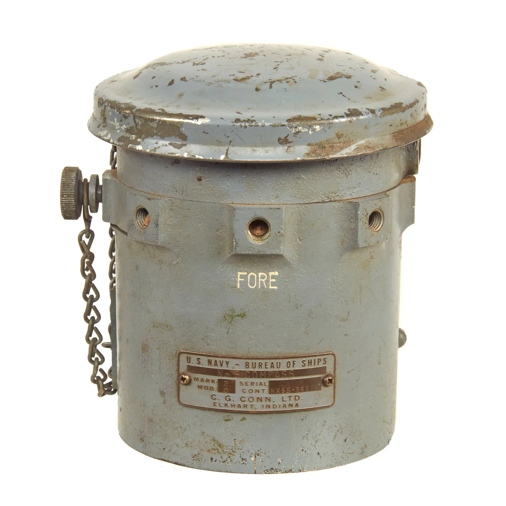 Original U.S. WWII US Navy Bureau of Ships No. 5 Compass by C.G. Conn. Ltd