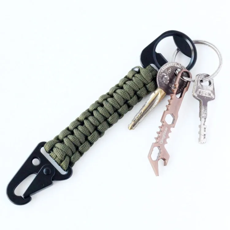 Outdoor Seven-Core Umbrella Rope Keychain Eagle Mouth Buckle Bottle Opener(Black)