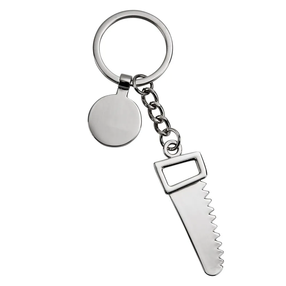 Saw Keychain with Engraving Tag, 4.75"