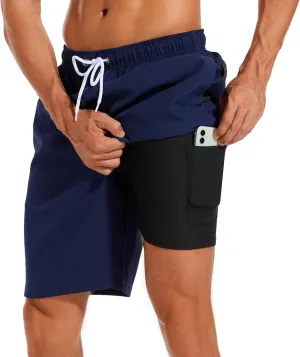 SILKWORLD Mens Swimming Shorts Quick Dry Beach Trunks Swimwear with Mesh Lining