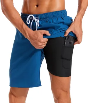 SILKWORLD Mens Swimming Shorts Quick Dry Beach Trunks Swimwear with Mesh Lining
