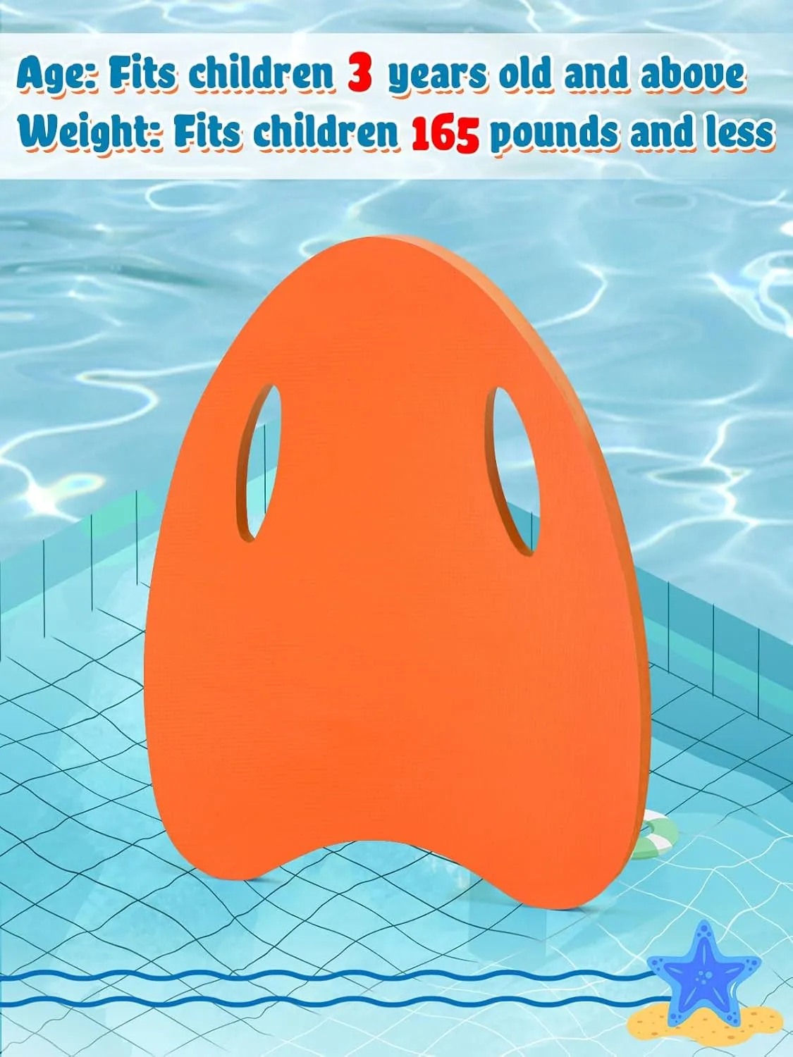 Swimming Kickboard for Kids - Swimming Training Aid Kickboard with Handrail Hole, Practising Swimming Kickboard for Beginners, Safety Swim Board Auxiliary for Children Summer Pool Party