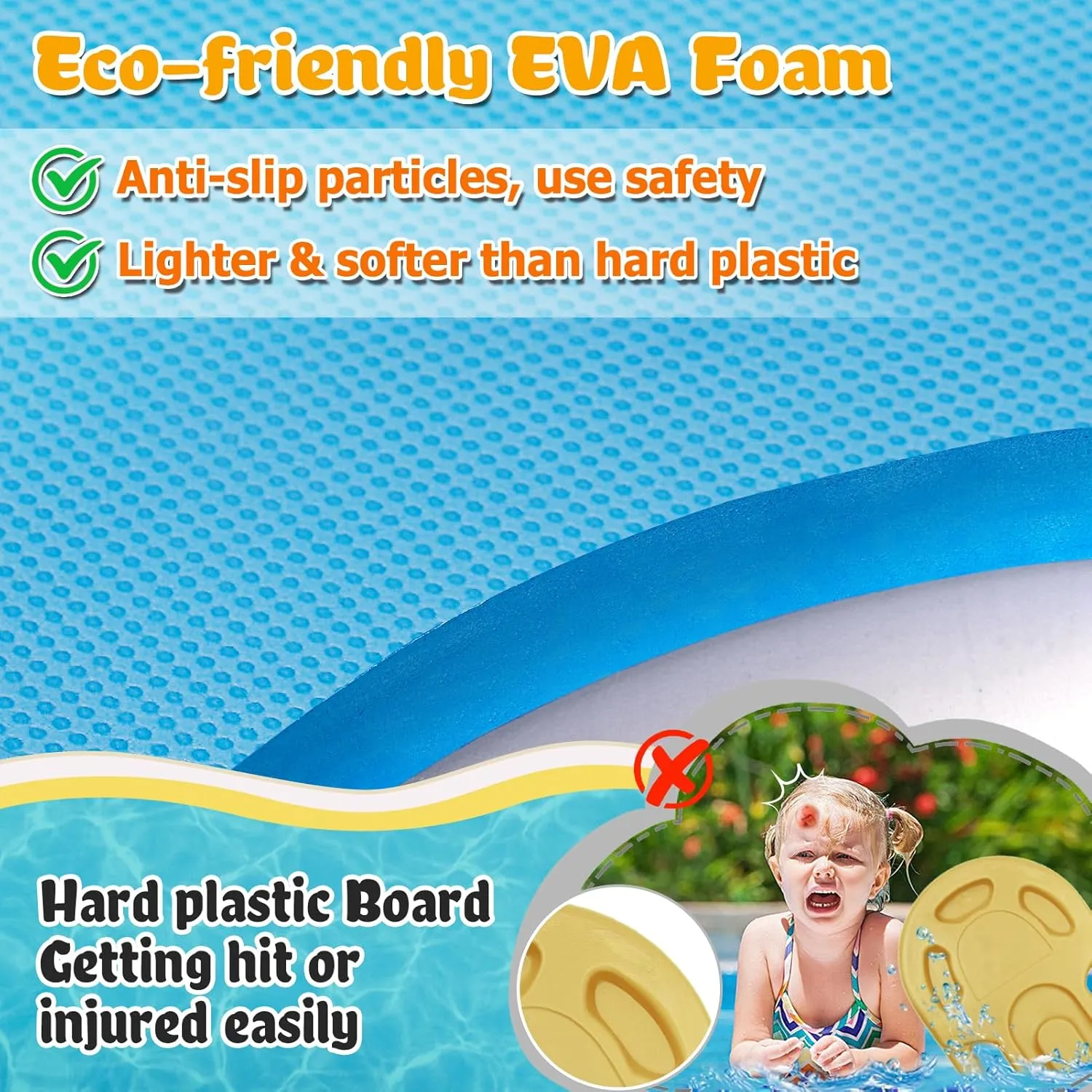 Swimming Kickboard for Kids - Swimming Training Aid Kickboard with Handrail Hole, Practising Swimming Kickboard for Beginners, Safety Swim Board Auxiliary for Children Summer Pool Party