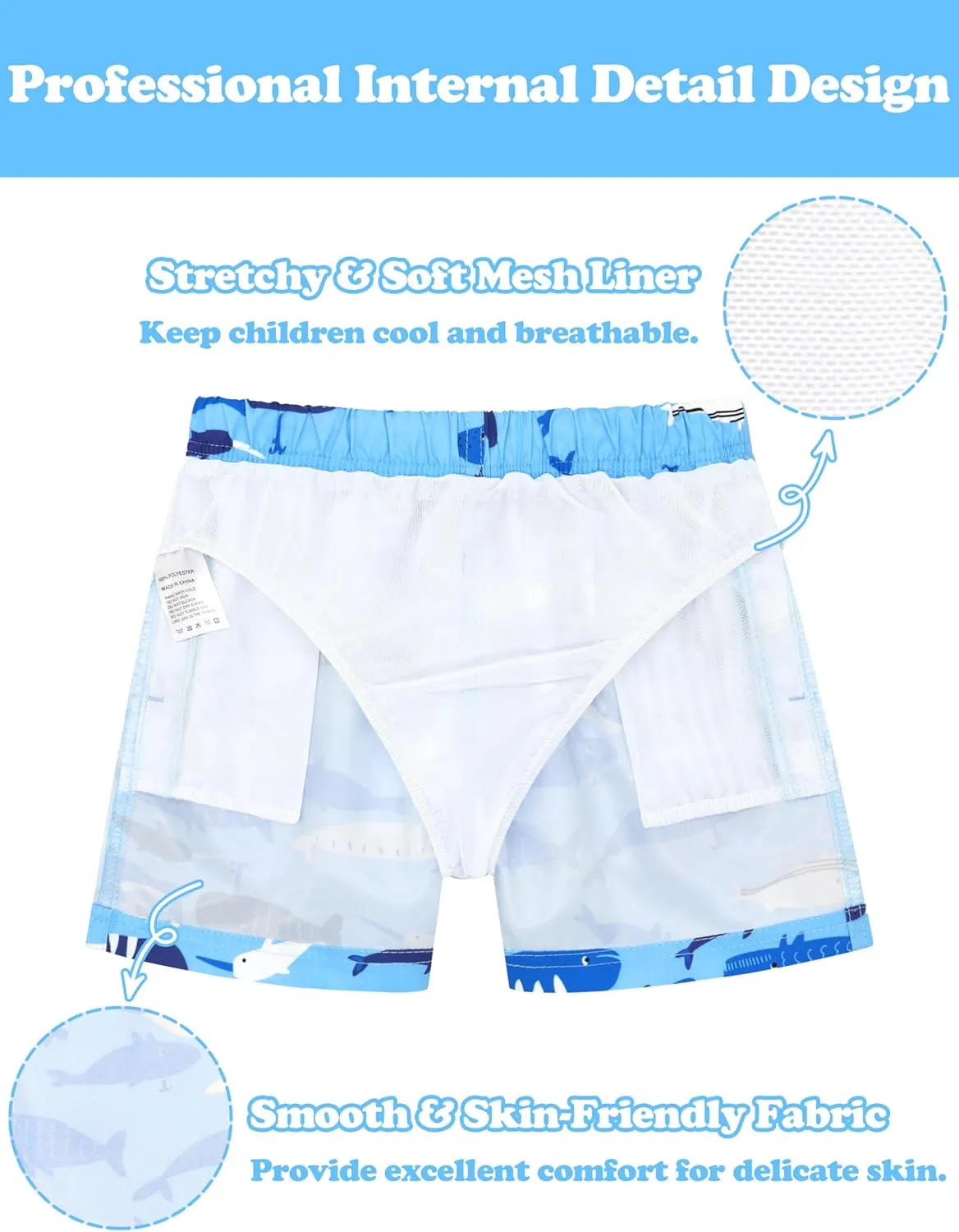 Toddler Swim Trunks Quick Dry Toddler Bathing Suits for Boys Swim Shorts Baby Swimsuit Boys Board Shorts Kids Swimwear
