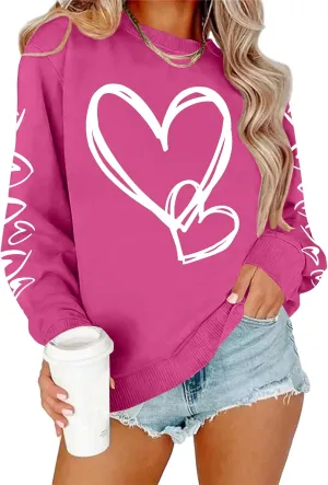 Valentines Shirts Women Valentine Crewneck Sweatshirts Love Heart Sweatshirt Valentine's Long Sleeve Tops