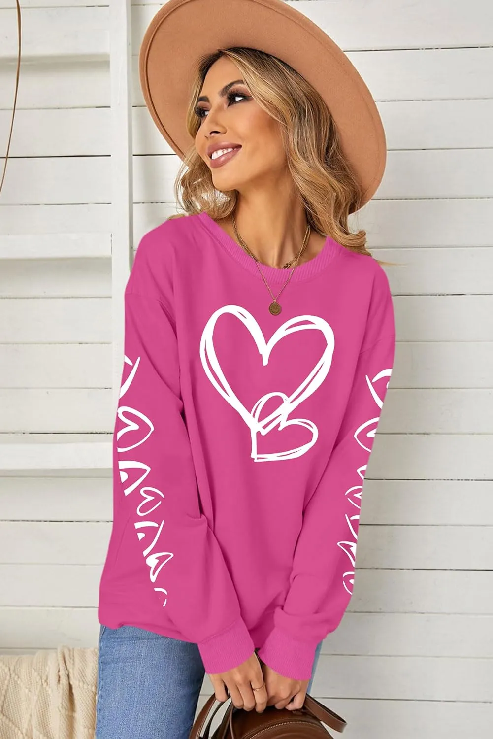 Valentines Shirts Women Valentine Crewneck Sweatshirts Love Heart Sweatshirt Valentine's Long Sleeve Tops