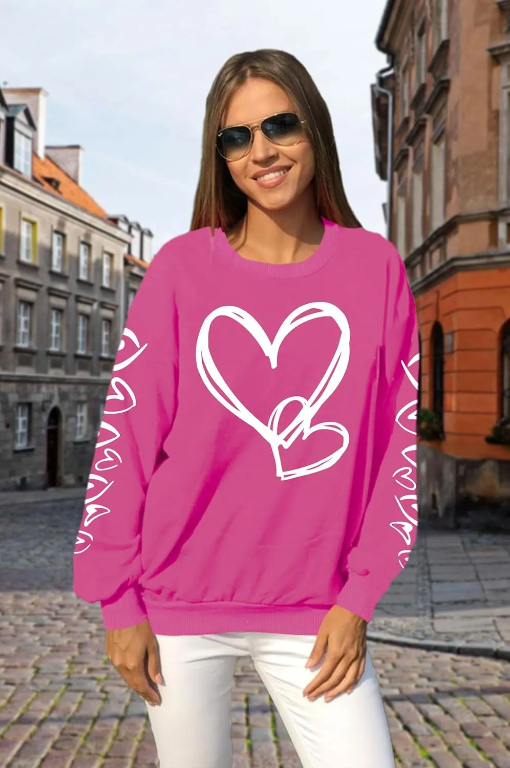 Valentines Shirts Women Valentine Crewneck Sweatshirts Love Heart Sweatshirt Valentine's Long Sleeve Tops