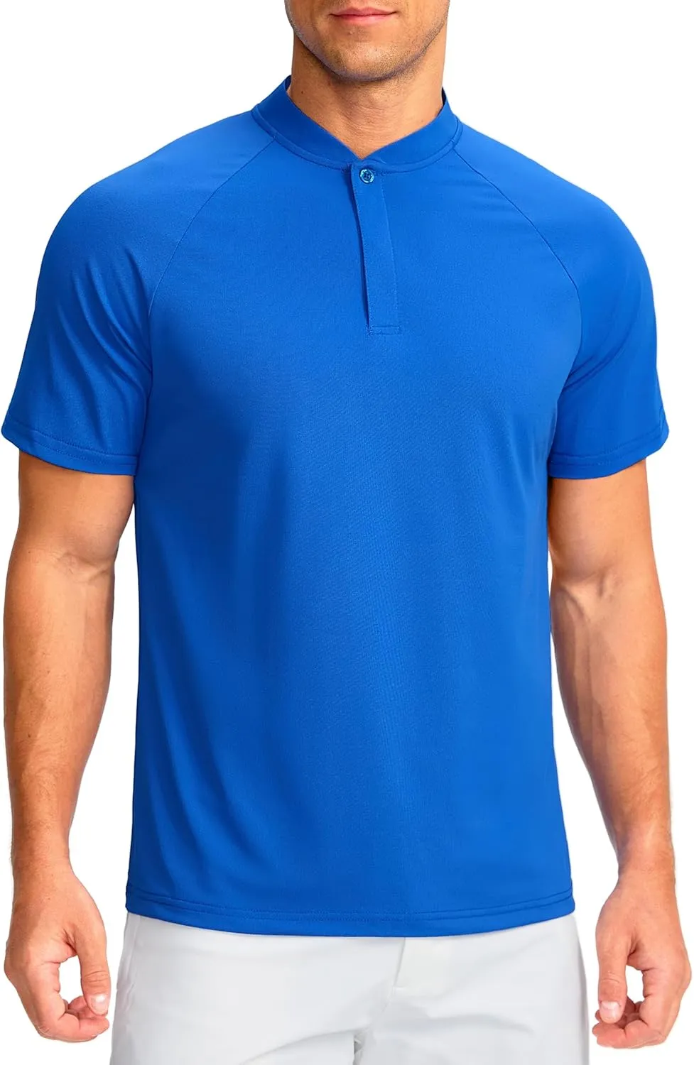 Viodia Mens Golf Shirts Henley Collarless Quick Dry Summer Shirt Casual Short Sleeve Moisture Wicking Polo T Shirts