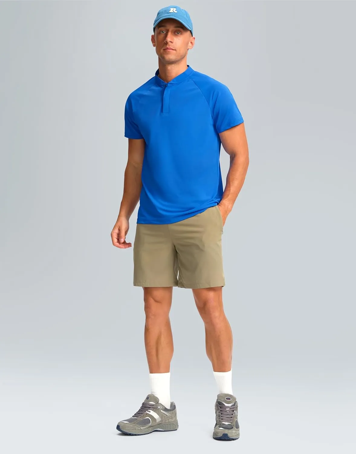 Viodia Mens Golf Shirts Henley Collarless Quick Dry Summer Shirt Casual Short Sleeve Moisture Wicking Polo T Shirts