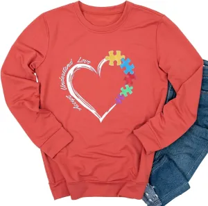 Ykomow Autism Awareness Sweatshirt Women Long Sleeve Autism Acceptance shirt Autism Mama Blouse Tops