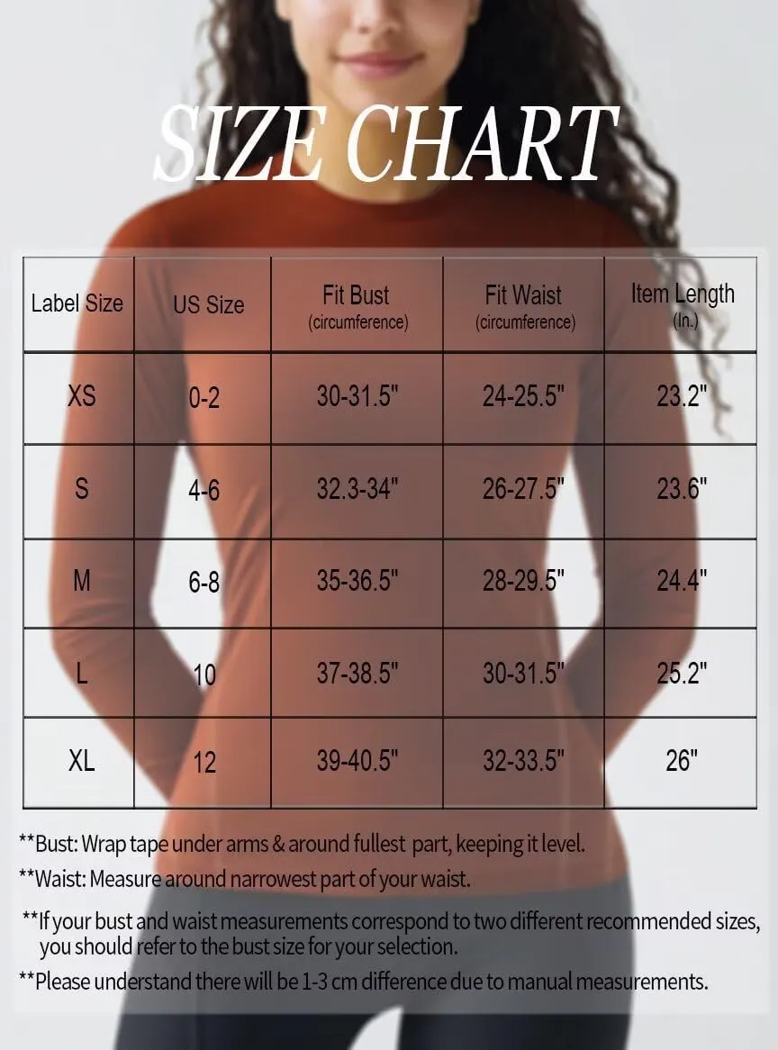 Zengjo Womens Thermal Tops Lightweight Long Sleeve Running Workout Shirts Cold Weather Athletic Baselayer Soft Fitted Warm