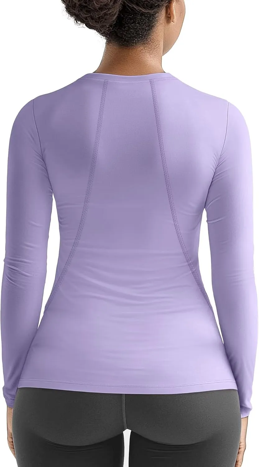 Zengjo Womens Thermal Tops Lightweight Long Sleeve Running Workout Shirts Cold Weather Athletic Baselayer Soft Fitted Warm