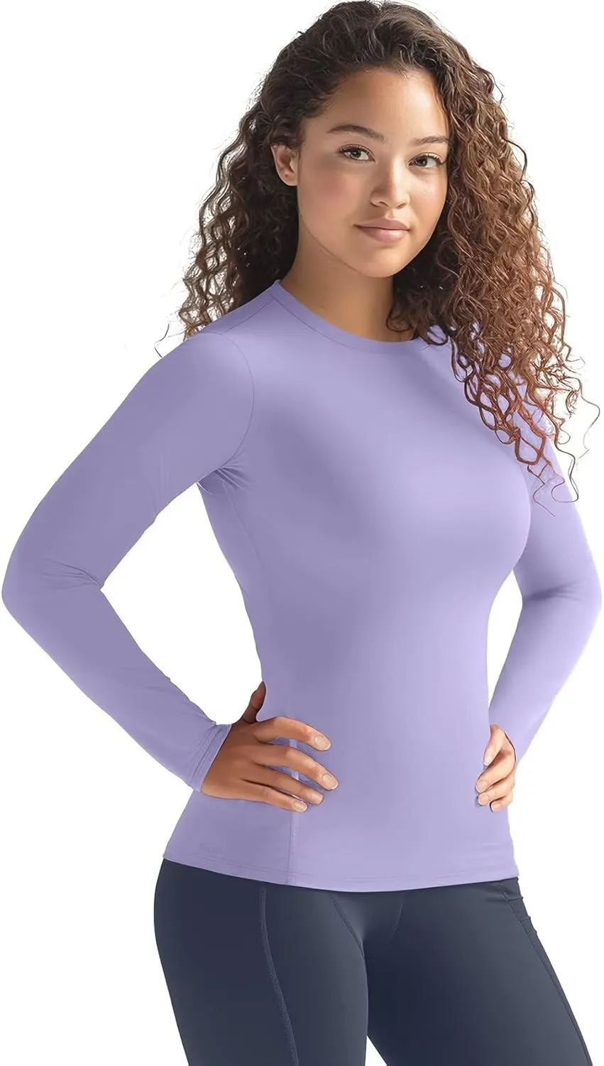 Zengjo Womens Thermal Tops Lightweight Long Sleeve Running Workout Shirts Cold Weather Athletic Baselayer Soft Fitted Warm